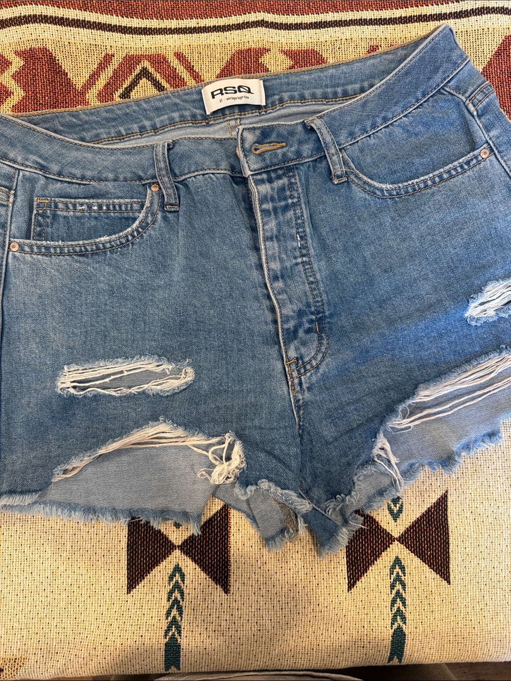 RSQ button fly high rise distressed  shorts